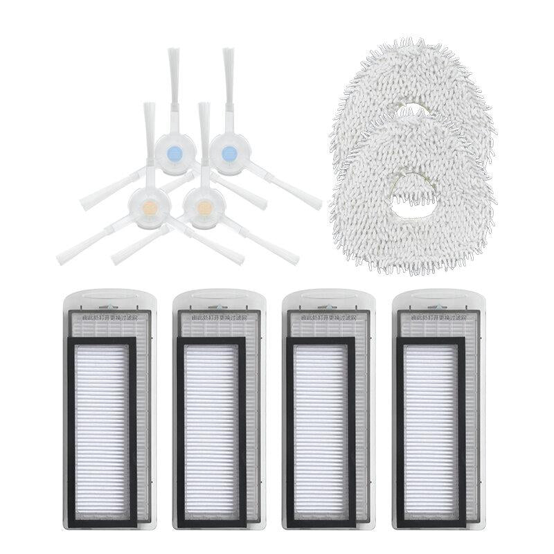 10pcs Replacements for NARWAL Vacuum Cleaner Parts Accessories Side Brushes*4 HEPA Filters*4 Mop Colthes*2