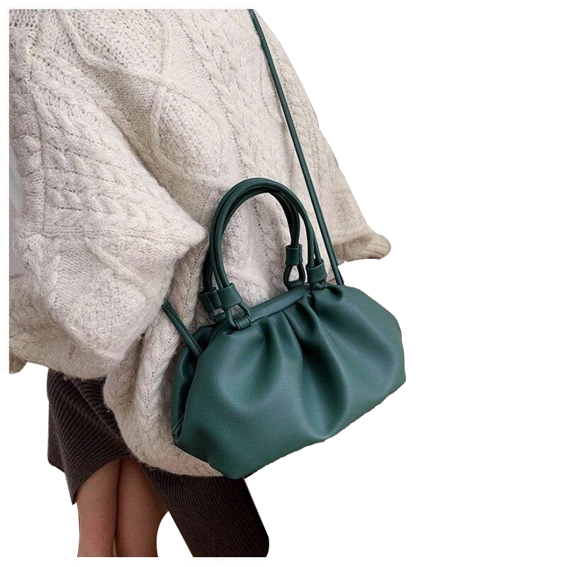 Casual Dumpling Lady Handbags Cloud Shape Pleated Crossbody Bags For Women Soft PU Leather Shoulder