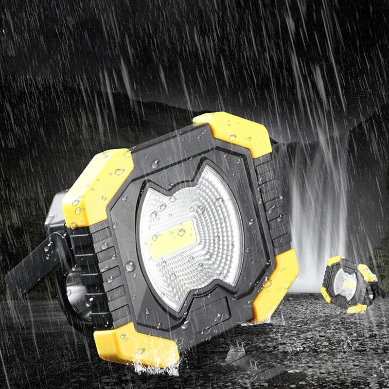 Portable IP65 Waterproof 50W LED COB Floodlight support Solar USB Rechargeable 220V