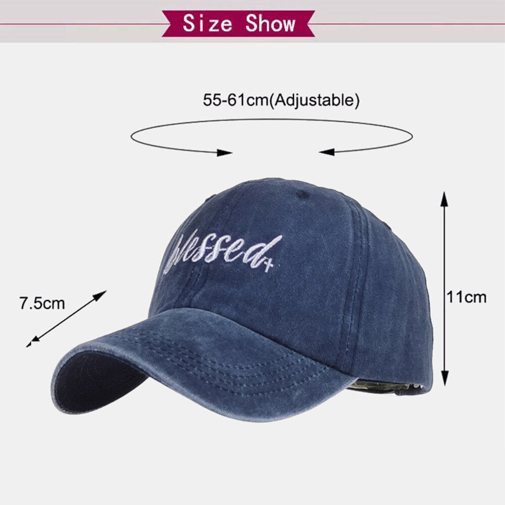 Men Baseball Cap Dome Adjustable Letter Embroidery Pattern Outdoor Sunshade Hat