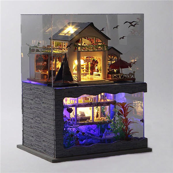 Miniature Model Doll House With Light Cover Extra Gift Decor Collection Toy