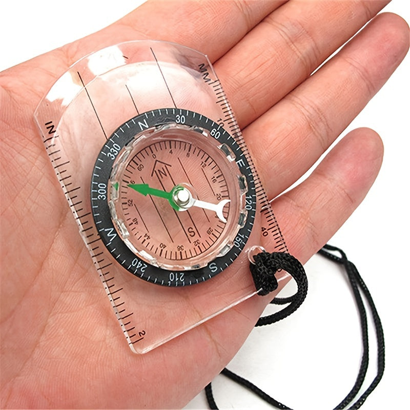 Outdoor Backpacking Transparent Plastic Compass Tool For Camping Hiking