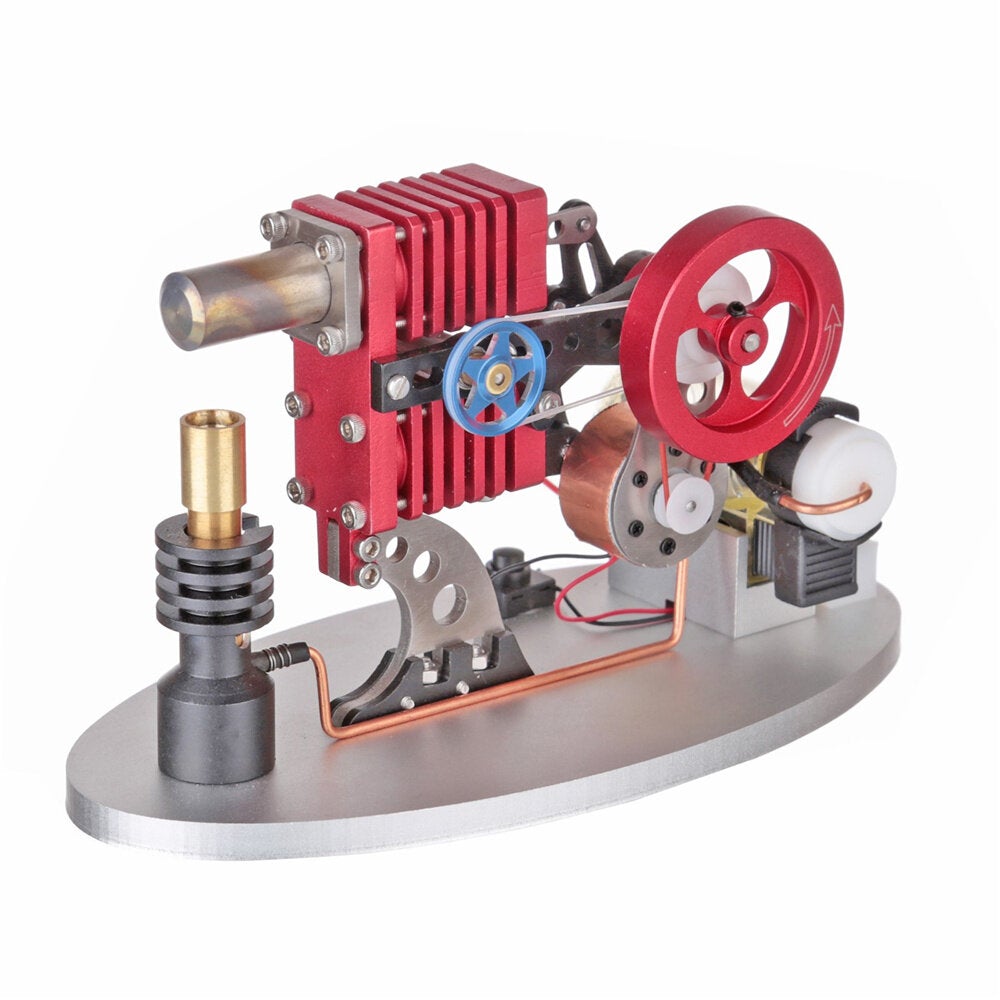 Type Double Cylinder Butane Stirling Engine LED Generator Model with Double Piston Rocker Arm Linkage