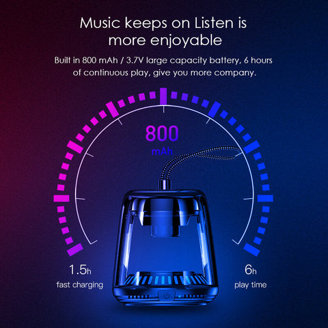 Wireless Portable Transparent bluetooth 5.0 Speaker LED IPX 6 Waterproof Outdoor Stereo Bass TWS Dual Machine Interconnection