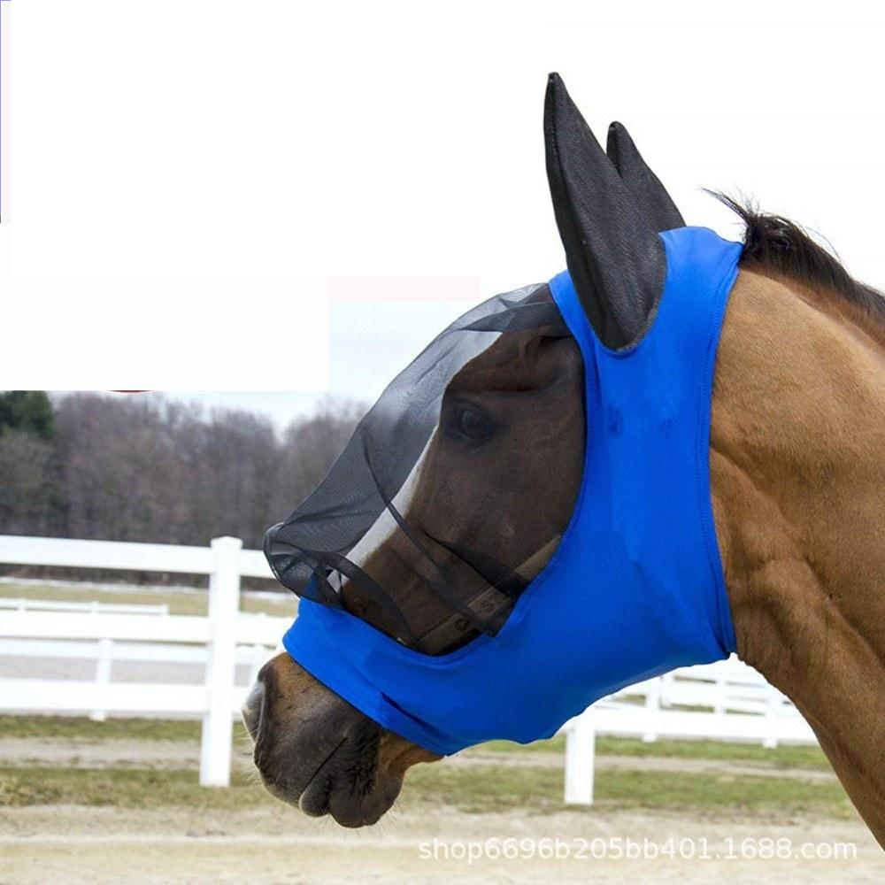 Horse Fly Mask Ear Cover Full Face Armour Mesh