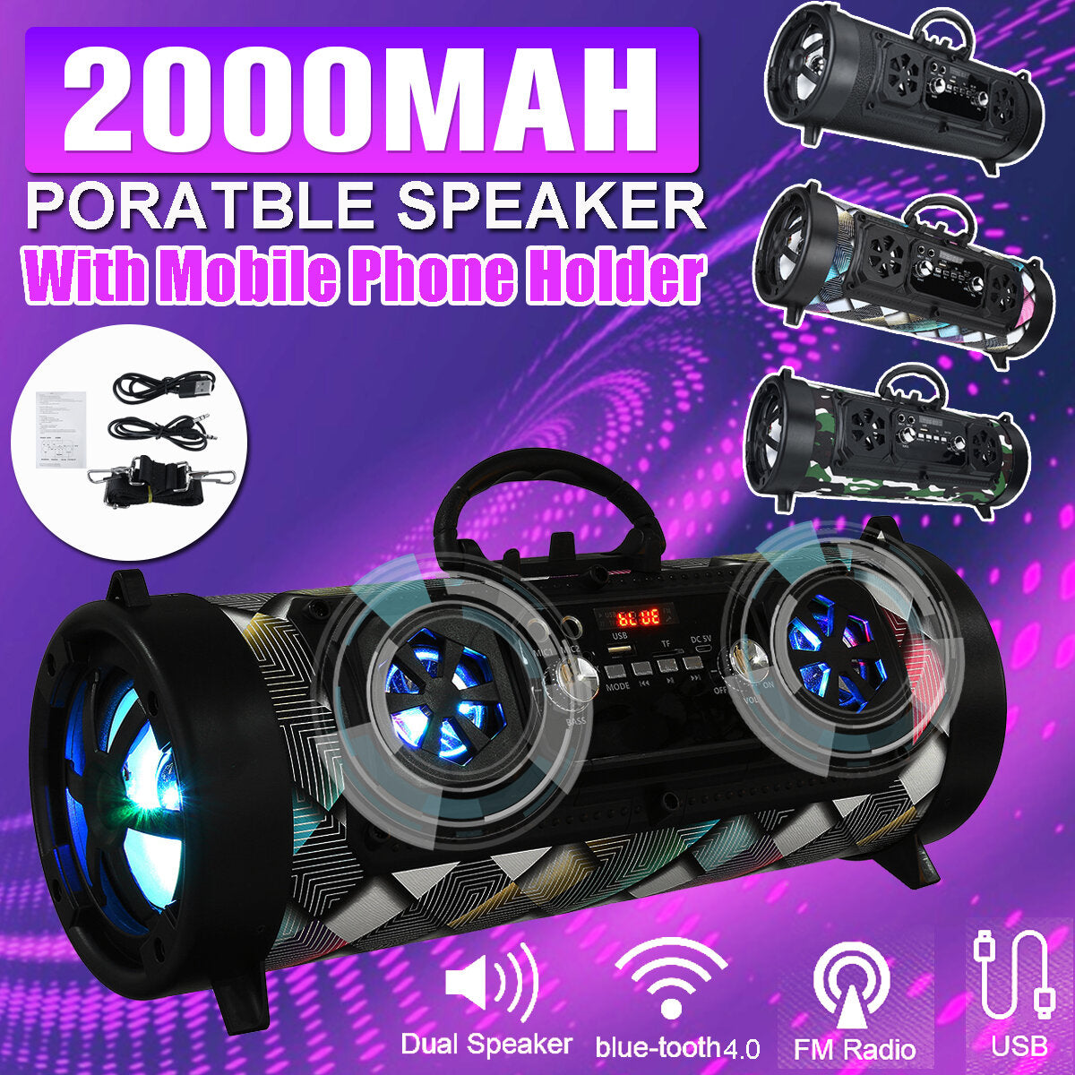 Portable bluetooth Speakers Wireless Stereo Bass Support USB TF Radio Outdoor Speakers