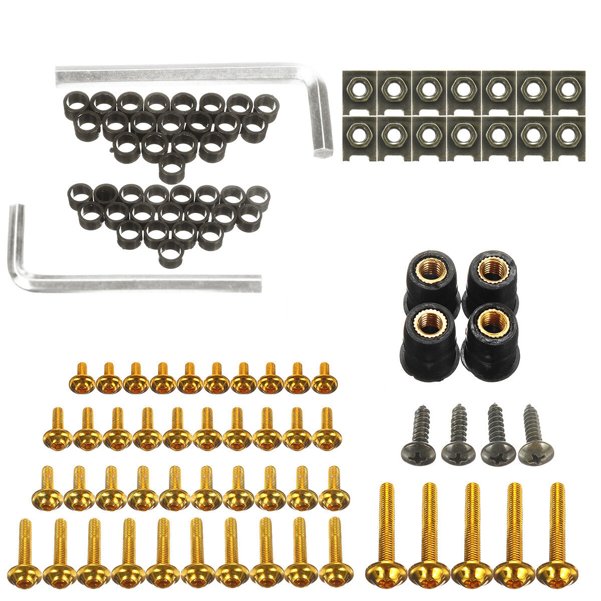 107pcs Motorcycle Aluminum Fairing Bolt Kit Fastener Clip Screw Washers 6 Colors