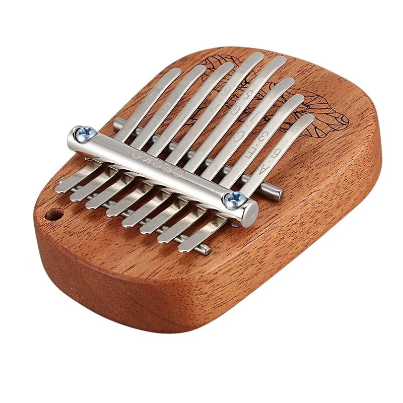 8 Key Camphor/Mahogany Mini Kalimbas Thumb Piano with Tuning Hammer