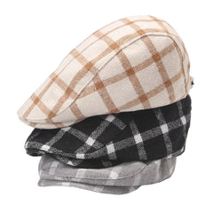 Men Newsboy Hats Colored Lattice Short Brim Dome Outdoor Adjustable Berets Driver Hat