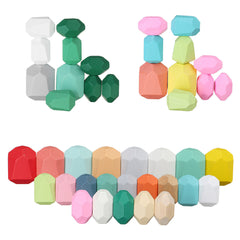 10/22 Pcs Wooden Colorful Building Blocks Stone Stacking Game Early Educational Toy for Kids Gift