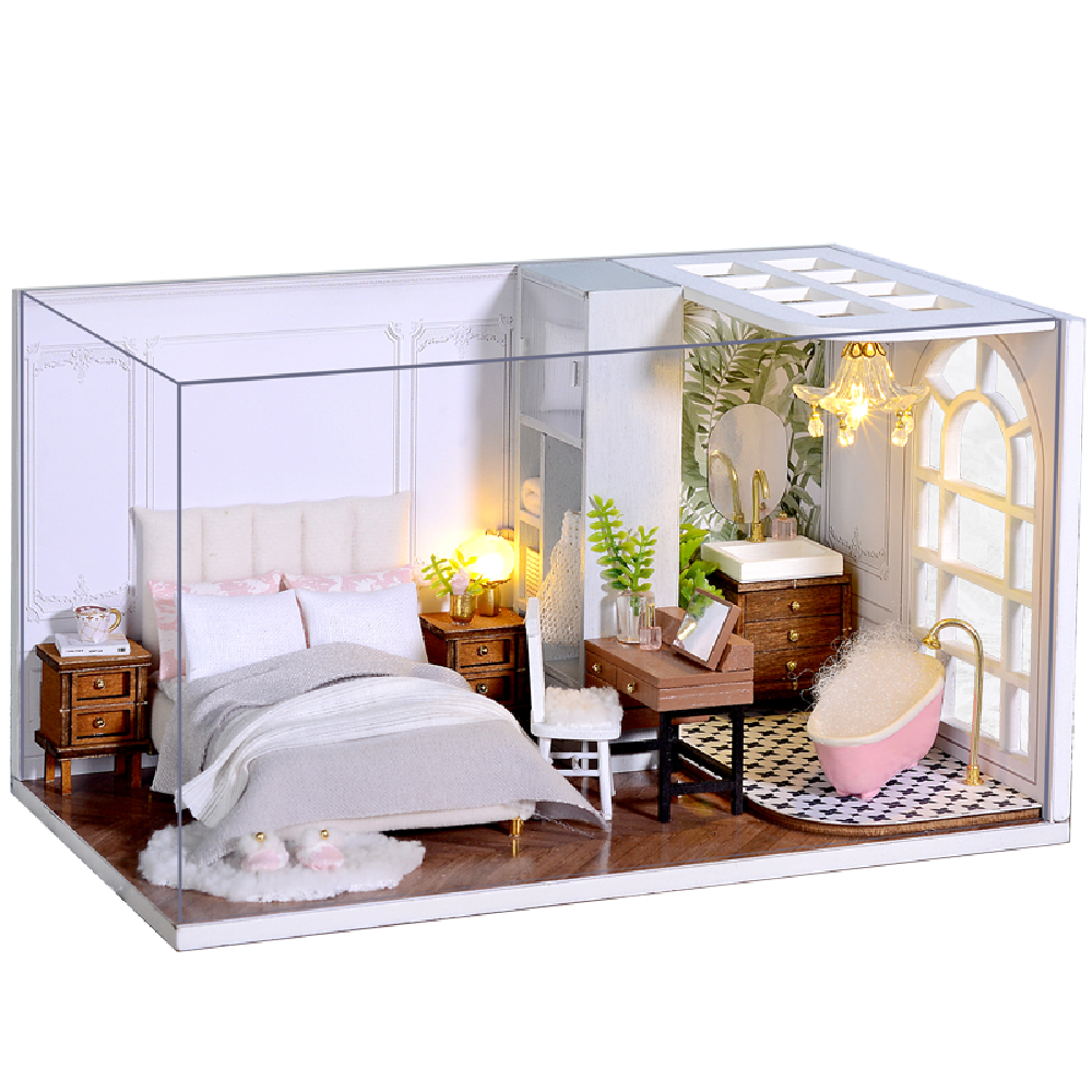 Lazy Daily Doll House 1:32 Miniature Landscape Home Creative Gifts WIth Dust Cover and Furniture