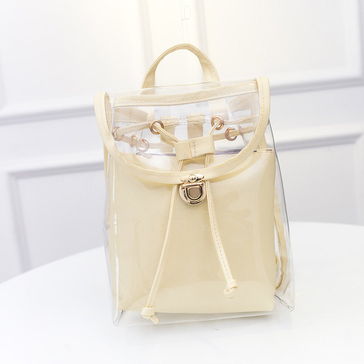 2 in 1 Clear Girl Transparent Fashison Backpack Satchel Women Jelly Beach Tote School