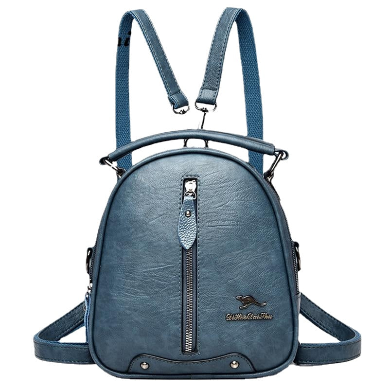 Multifunction Leather Backpacks for women travel backpack Mini school bags teenage girls sac a dos kangaroo female