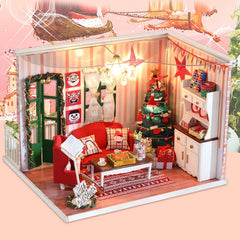 DIY Assembled Doll House Christmas Gift Toy with LED Light