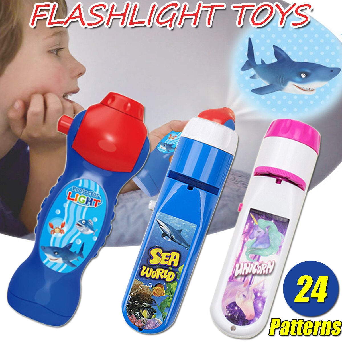 24 Patterns Flashlight Projector Lamp Educational Toy Kids Children Christmas Gift Toys