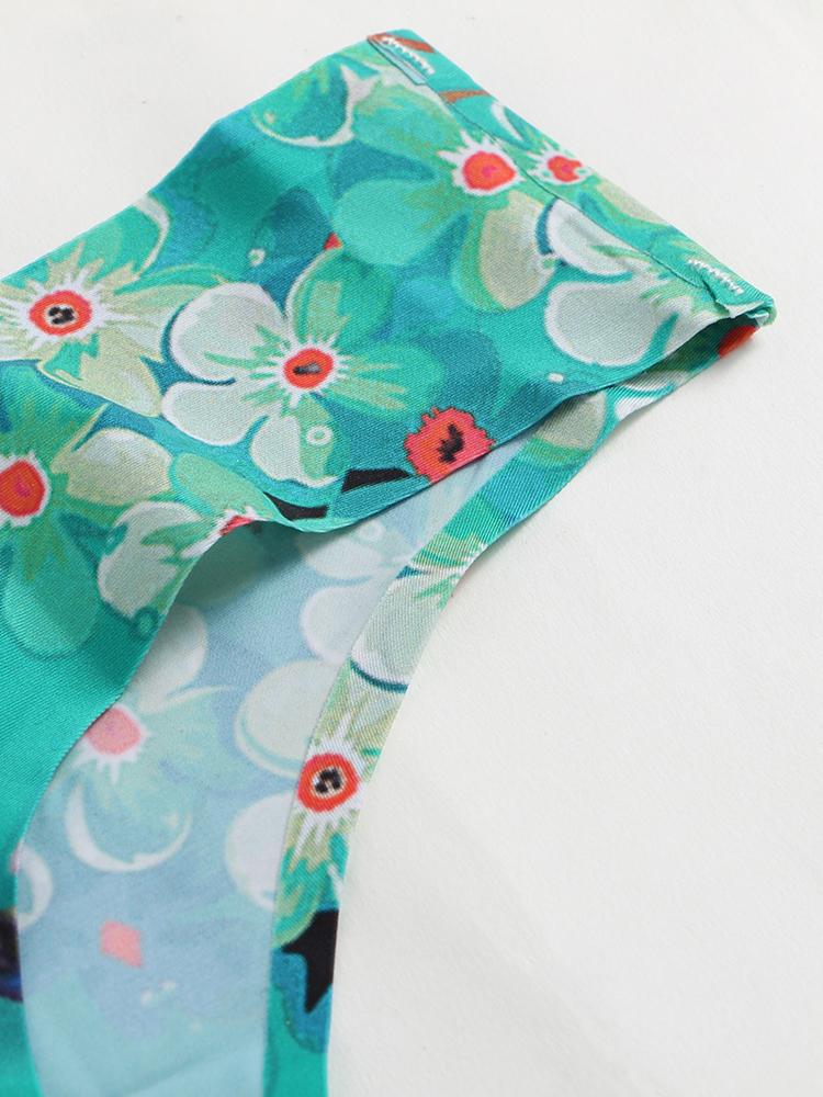 Floral Printed Seamless Ultra-thin Low Waist Thong Briefs