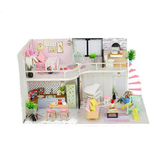 Handmake DIY Wood Miniature Doll House With Dust Cover