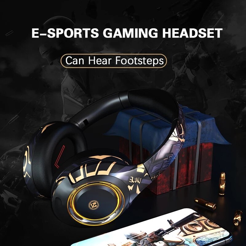 Bluetooth 5.0 Gaming Headphones HIFI 3D Stereo Bass Wireless RGB Light PC Headsets With Microphone for PS4 Laptop Tablet