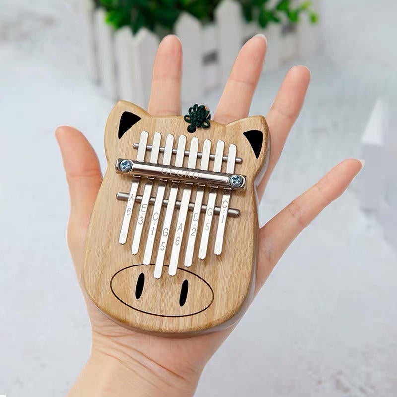 8 Key Camphor/Mahogany Mini Kalimbas Thumb Piano with Tuning Hammer