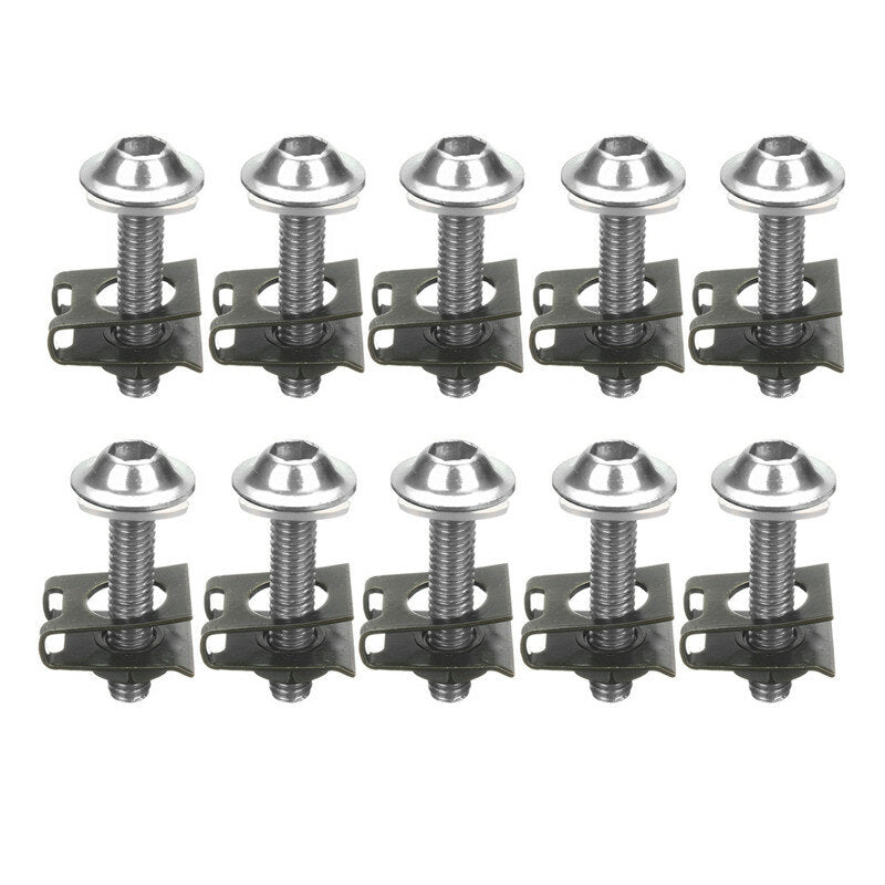 10Pcs M6 Motorcycle Bolts Spire Speed Fastener Clips Screw Spring Nuts 6*30mm