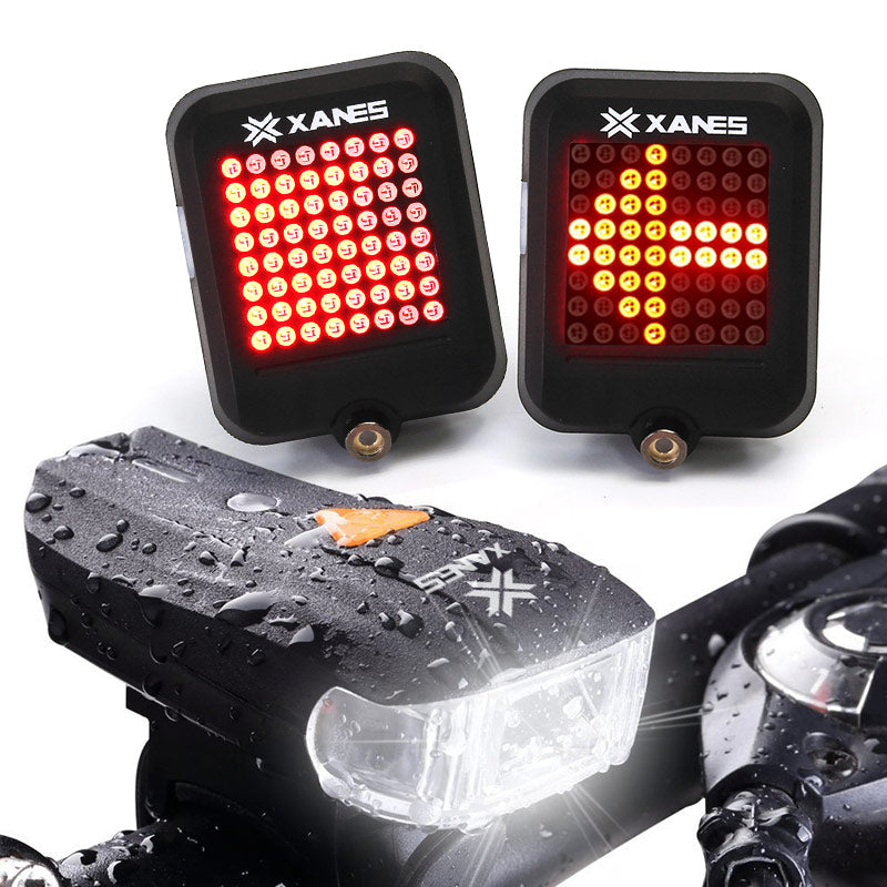 Bike Front Light 64 LED Intelligent Brake Warning Bicycle Taillight Set German Standard