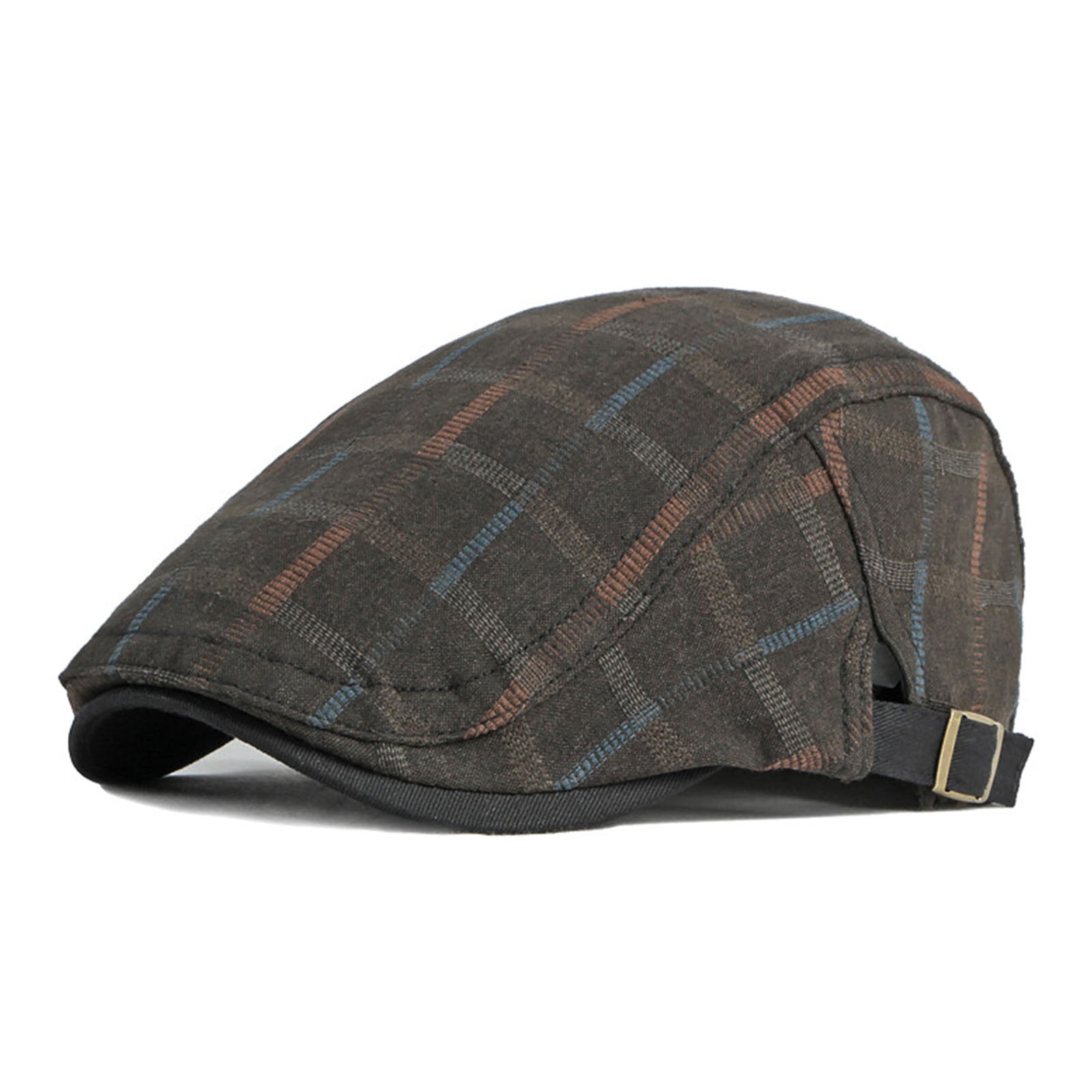 Menico Men's Cotton British Vintage Fashion Plaid Casual Beret Hat