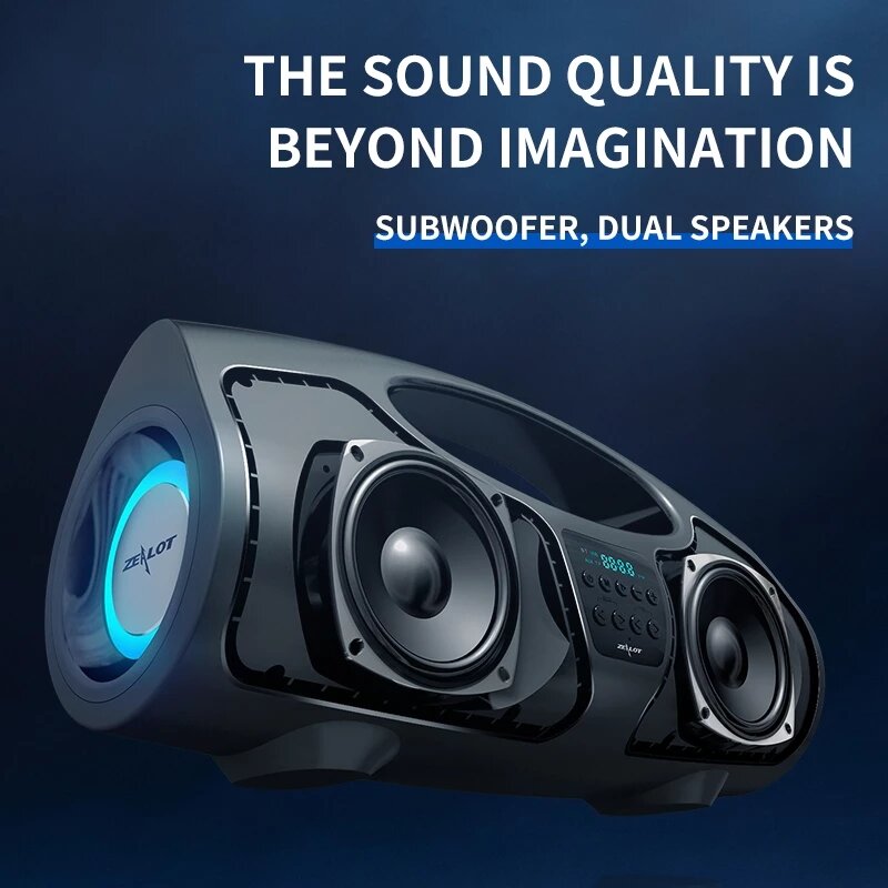 Bluetooth Speaker Portable Wireless Speaker Stereo Music Box with 40W Microphone FM Radio Outdoor Speaker