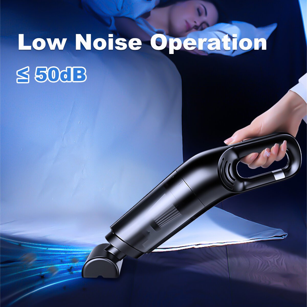 Cordless Handheld Vacuum Cleaner 10000pa Suction Wet Dry 120W 2000mAh Battery 0.5L Capacity Low Noise for Home Car