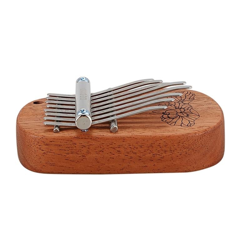 8 Key Camphor/Mahogany Mini Kalimbas Thumb Piano with Tuning Hammer