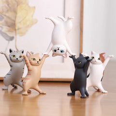 1 PC Cartoon Dancing Cat Figure Doll Figurines Handmade Enchanting Kittens Toy for Office Pen Holder