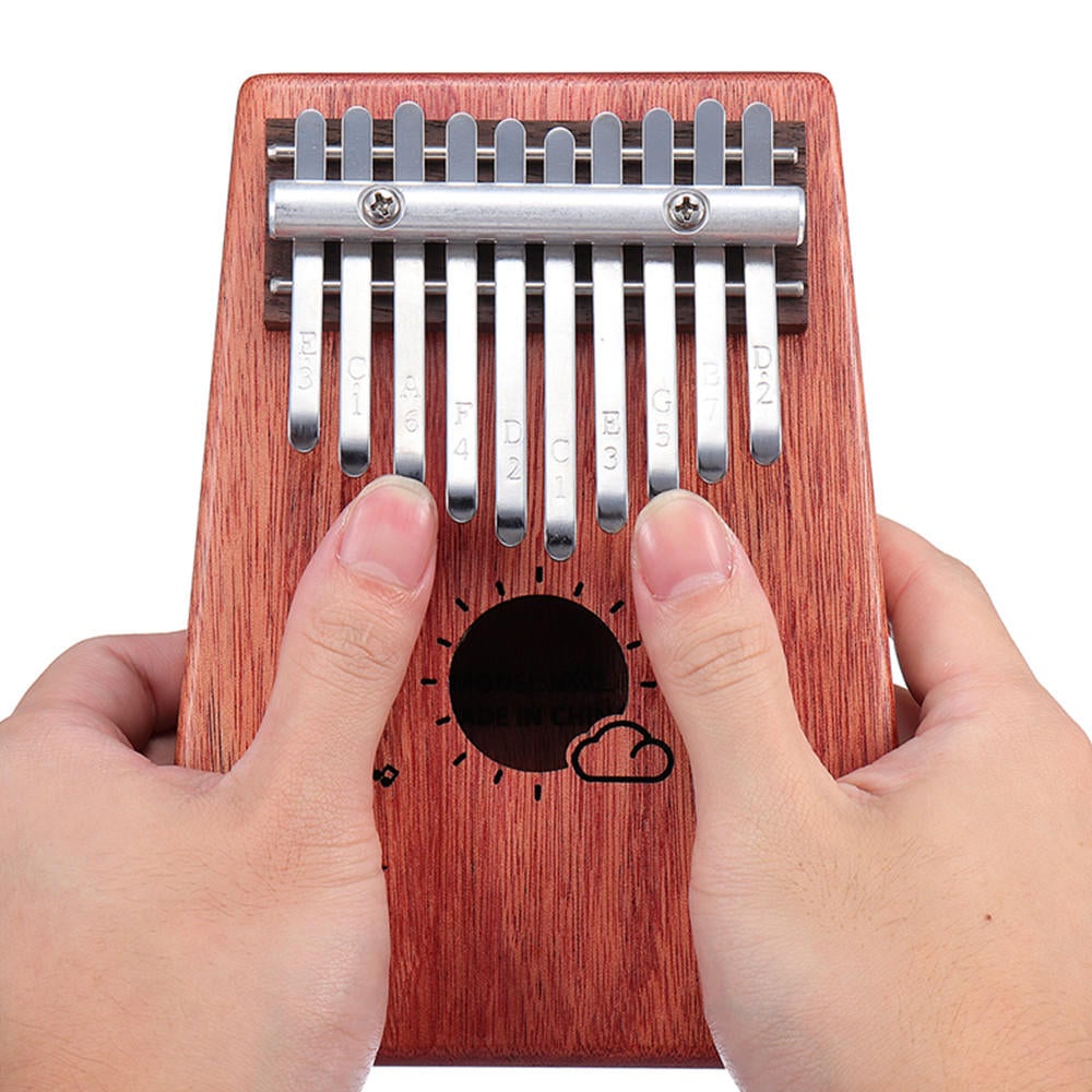 10 Keys Kalimba African Solid Mahogany Wood Thumb Piano Finger Percussion for Gifts