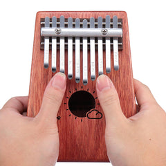 10 Keys Kalimba African Solid Mahogany Wood Thumb Piano Finger Percussion for Gifts