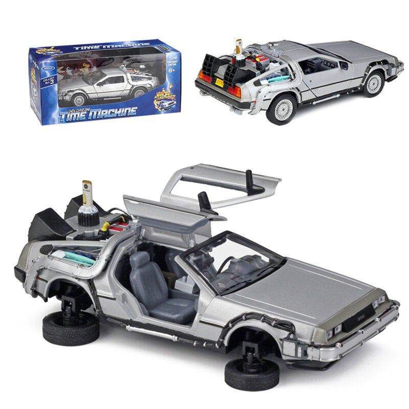 Diecast Alloy Model Car Door Openable Delorean Back to the Future Time Machines Metal Toy Car for Kid Gift Collection