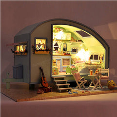 Time Travel DIY Wooden Miniature Kit Doll house LED Music Voice Control