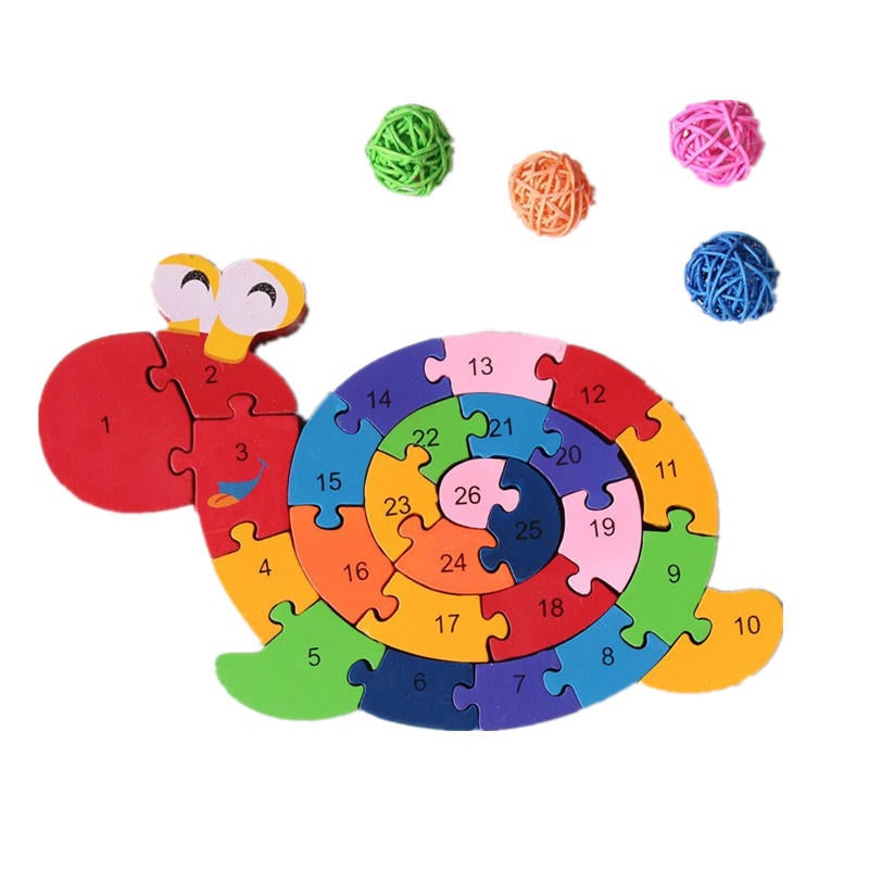26Pcs Multicolor Letter Childrens Educational Building Blocks Snail Toy Puzzle For Children Gift