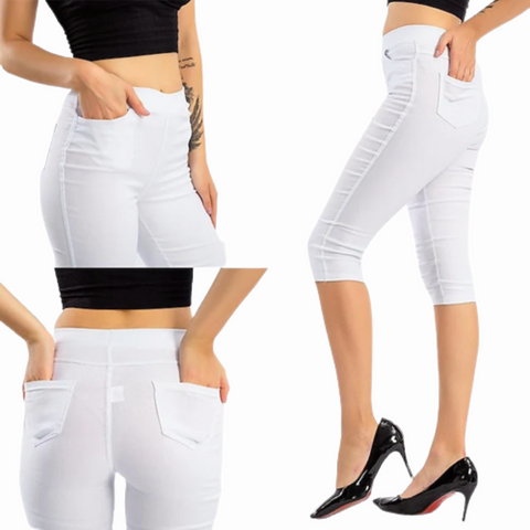 Cotton Blend Sports Daily Wear Yoga Pocket Calf-Length Women's Cropped Pants