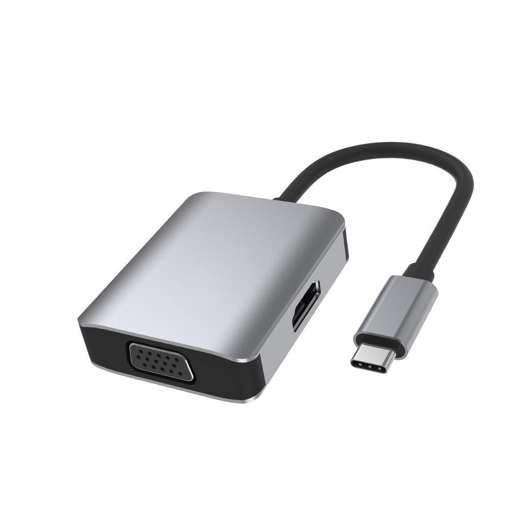 2-in-1 USB-C Docking Station Type-C to 4K HDMI VGA Adapter USB C HUB for MacBook Pro Laptop