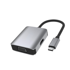 2-in-1 USB-C Docking Station Type-C to 4K HDMI VGA Adapter USB C HUB for MacBook Pro Laptop