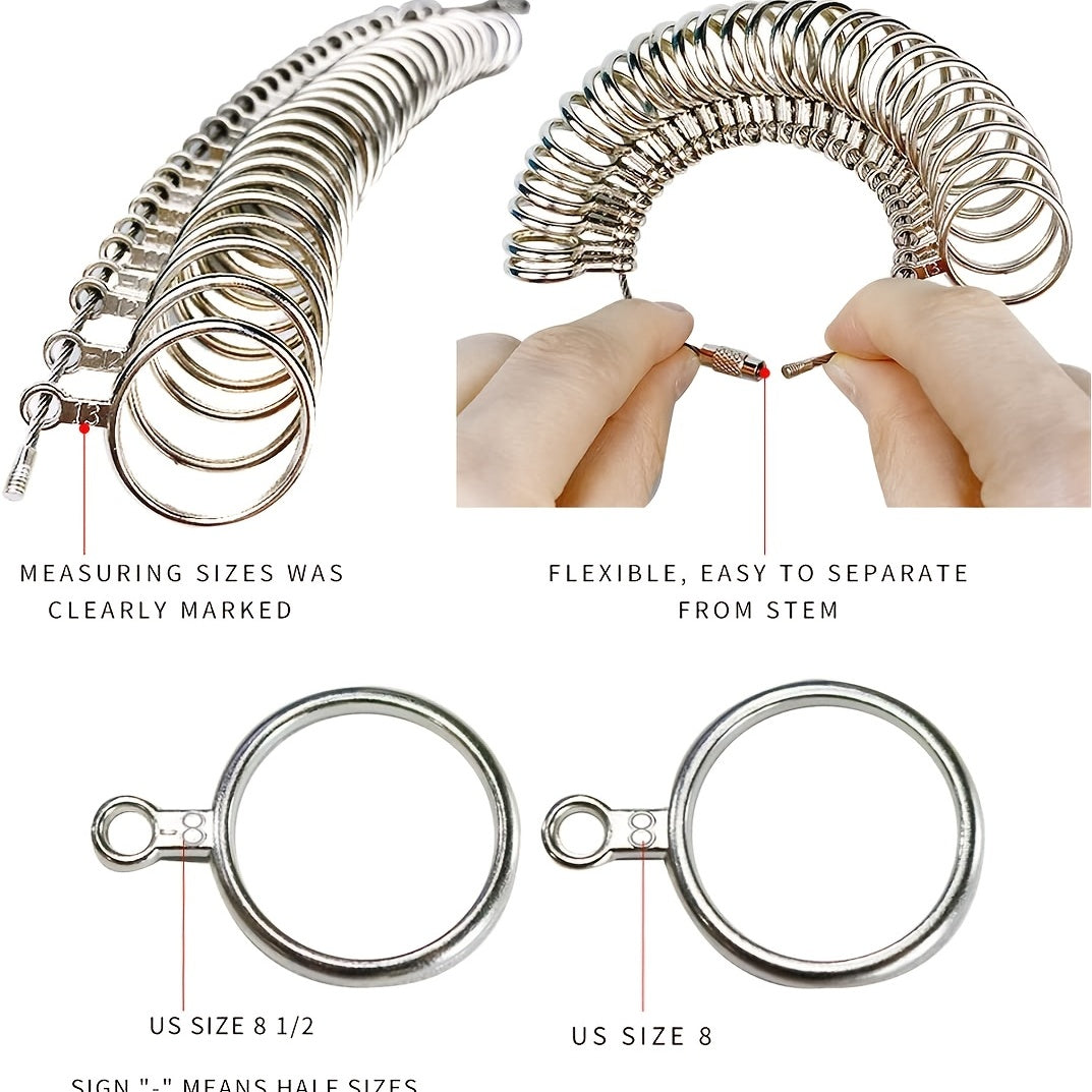 1 Set Metal Professional Jewelry Tools Finger Gauge Ring Sizer Measuring For DIY