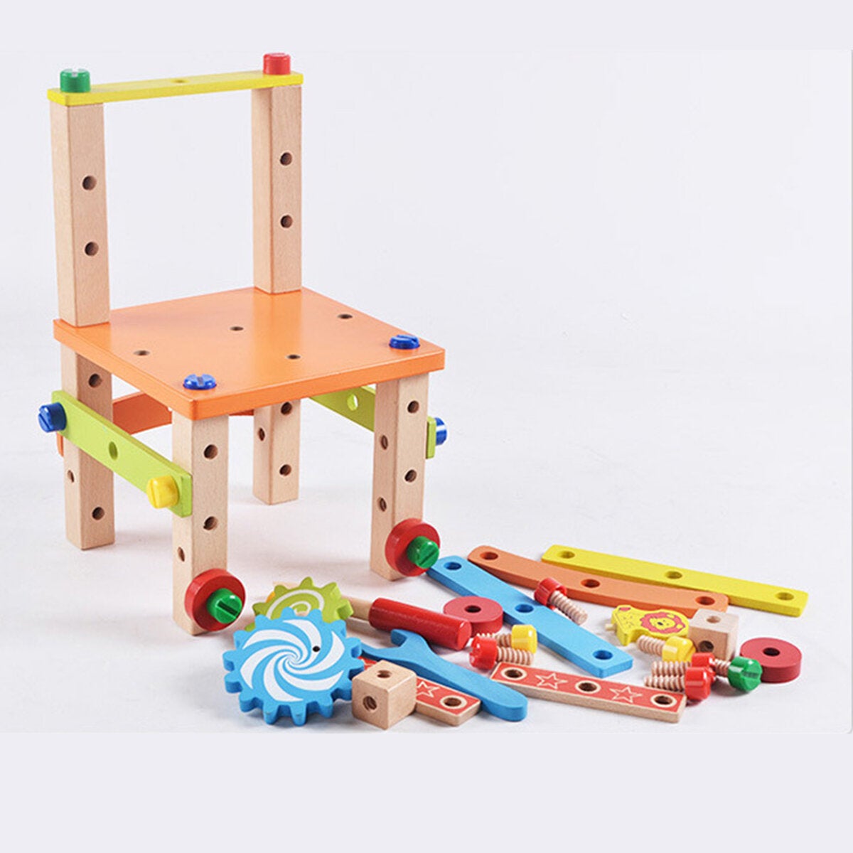 DIY Creative Toy Multi-function Nut Disassembly Combination Toy Wooden Chair