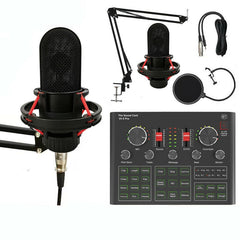 Microphone Kit with V9XPRO Upgrade High Configuration Version Sound Card for Mobile Phone Computer Karaoke Live Broadcasting Accessories