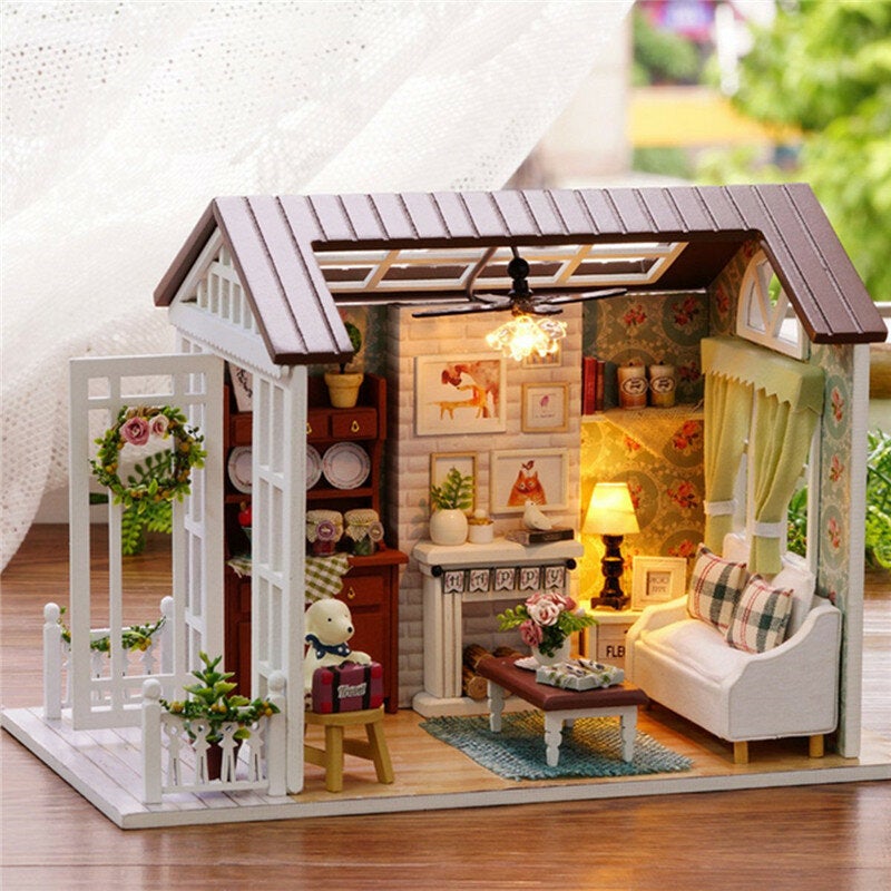 Forest Times Kits Wood Miniature DIY House Handicraft Toy Idea Gift Happy times