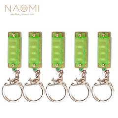 5 PCS 4 Hole 8 Tone Mini Harmonica Keychain Key Rings For Toy Gift Musical Instrument