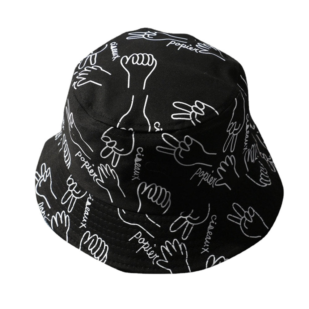 Unisex Cotton Letters Line Drawing Gestures Graffiti Fashion Sunshade Bucket Hat