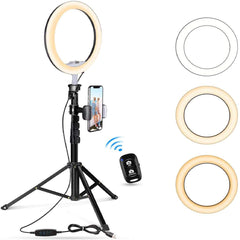 Selfie Ring Light with Tripod Stand and Phone Holder for Live Stream