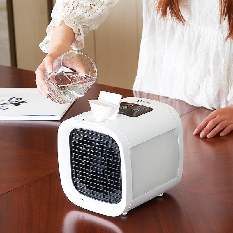 Air Conditioner Desktop Air Cooler Electric Fan 5 Gear Wind Speeds with Colorful Light Low Noise for Home Office