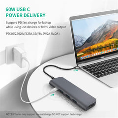 USB C HUB Docking Station Type C to HDMI Adapter Converter With 60W PD Power Delivery USB3.0*3 4K HDMI Memory Card Readers