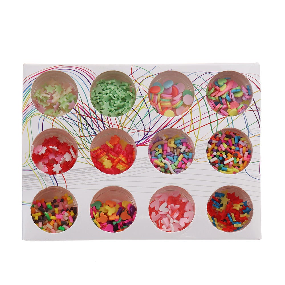 12Pcs/Set Handmade Slime DIY Material Colorful Beads Fruit Slice Soft Ceramic Granules Pearl Powder