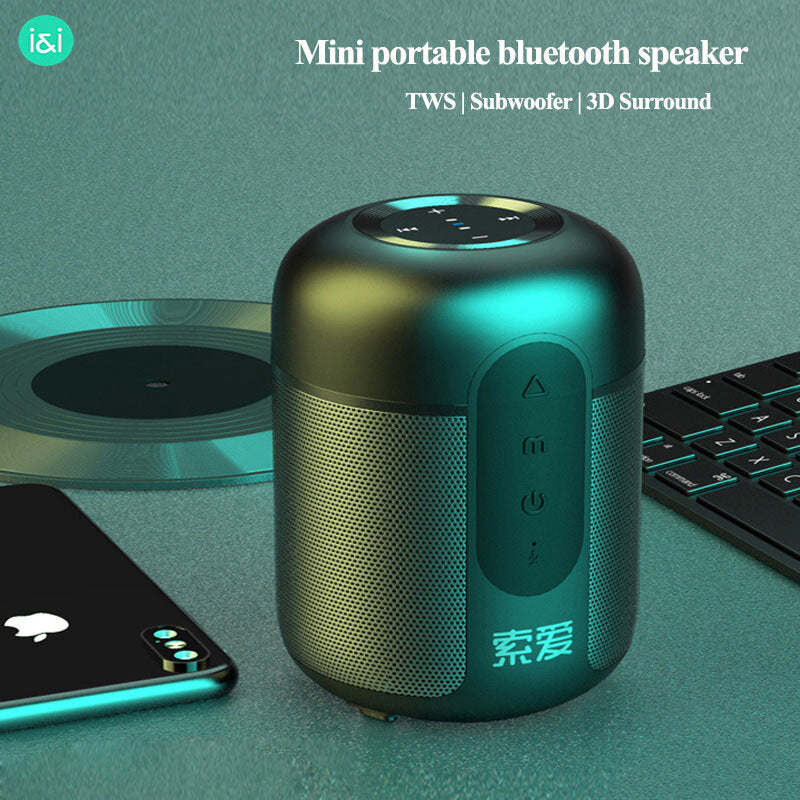 Mini Portable 5.0 bluetooth Speaker Wireless TWS Outdoor Speakers Column Subwoofer Stereo Loudspeaker Play 20H