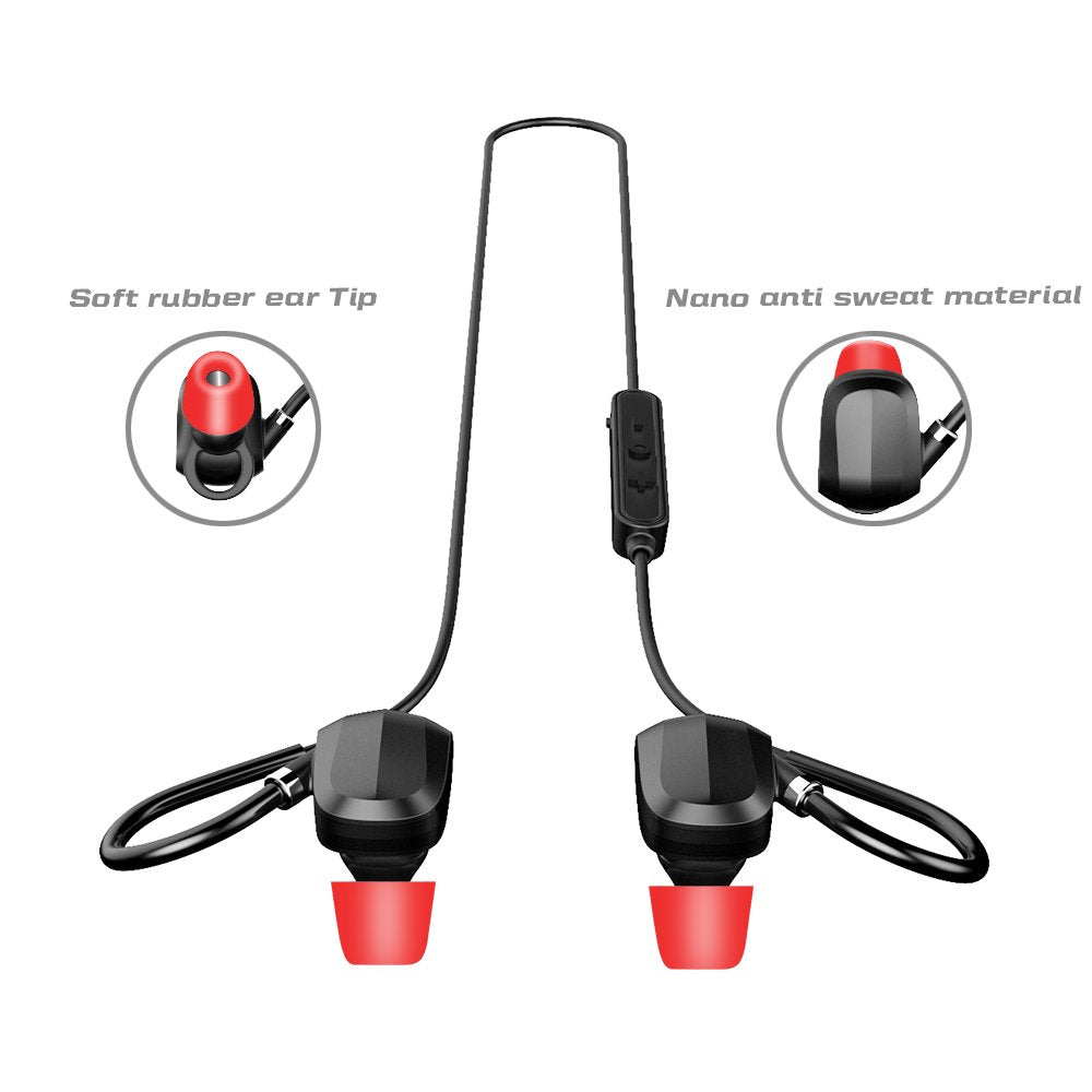 Bluetooth Sport Headphones with MIC - for iPhone,Smartphone + Comfortable Memory Earbuds Stereo Sound,Running,Jogging,Riding - JustgreenBox